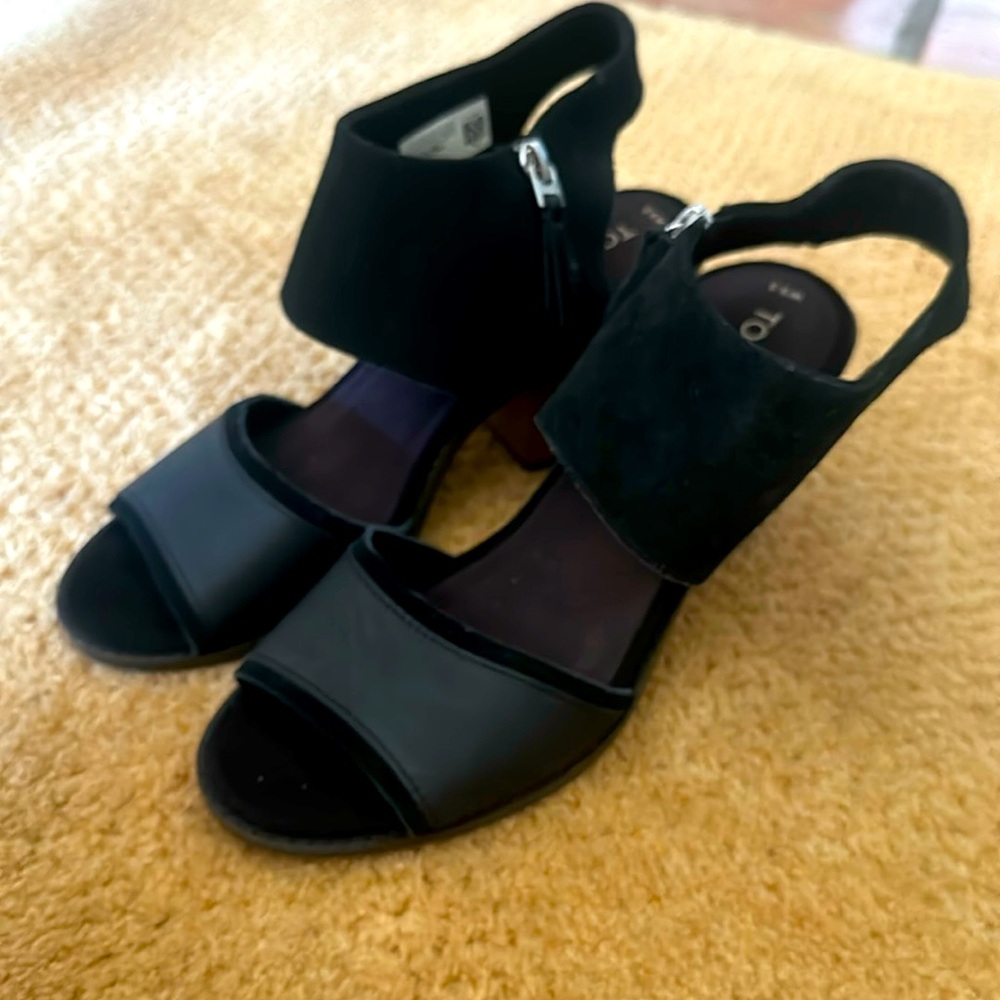 Toms block heel black free shipping
